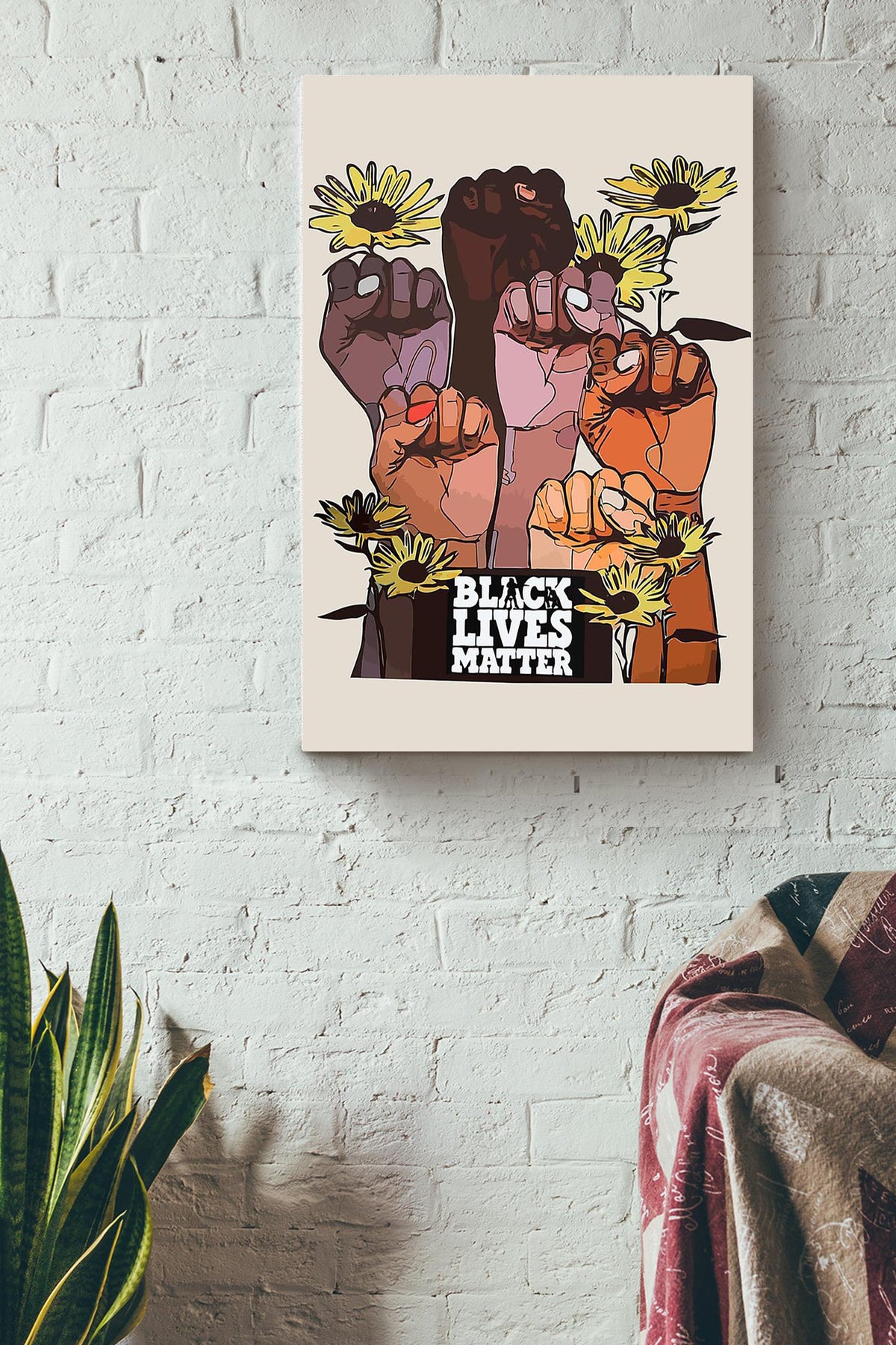 Black Lives Matter Motivation Wall Art Gift For African Flower Shop Flowerist Canvas Framed Prints, Canvas
