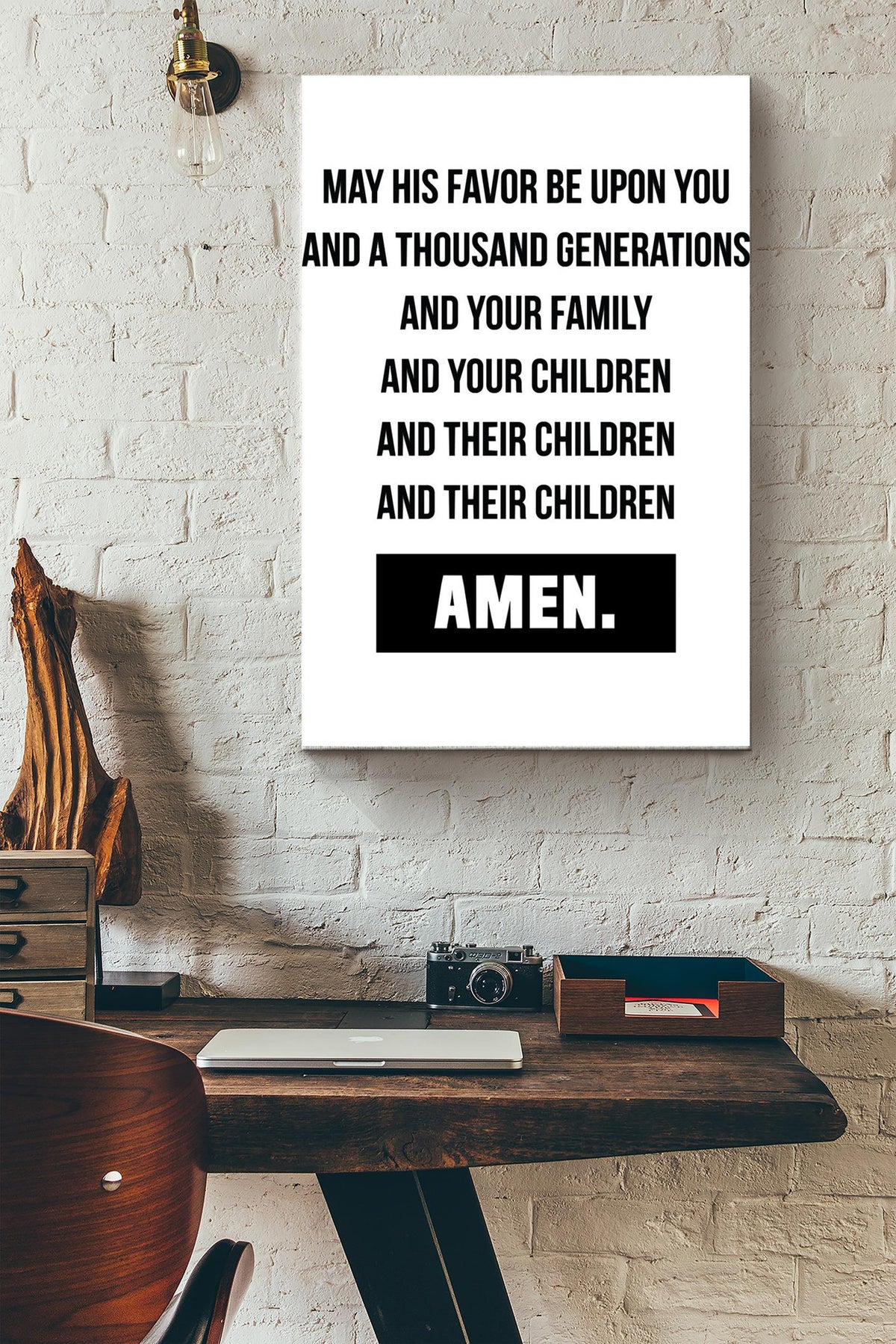 Amen May His Favor Be Upon You And a Thousand Generations Poster Canvas Gallery Wrapped Canvas Framed Gift Idea
