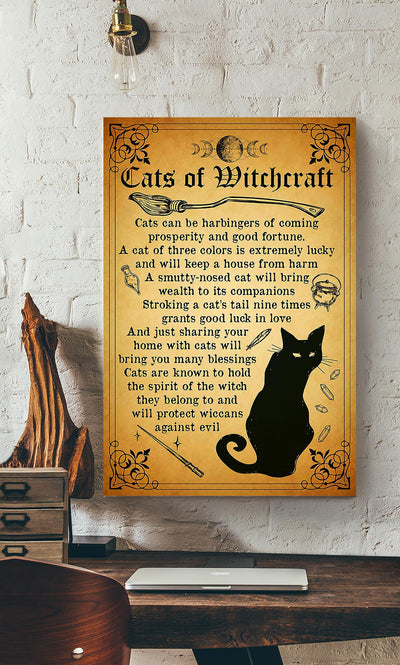 Cats Of Witchcraft Knowledge Wall Art For Home Decor Canvas Gallery Wrapped Canvas Framed Gift Idea Framed Prints, Canvas