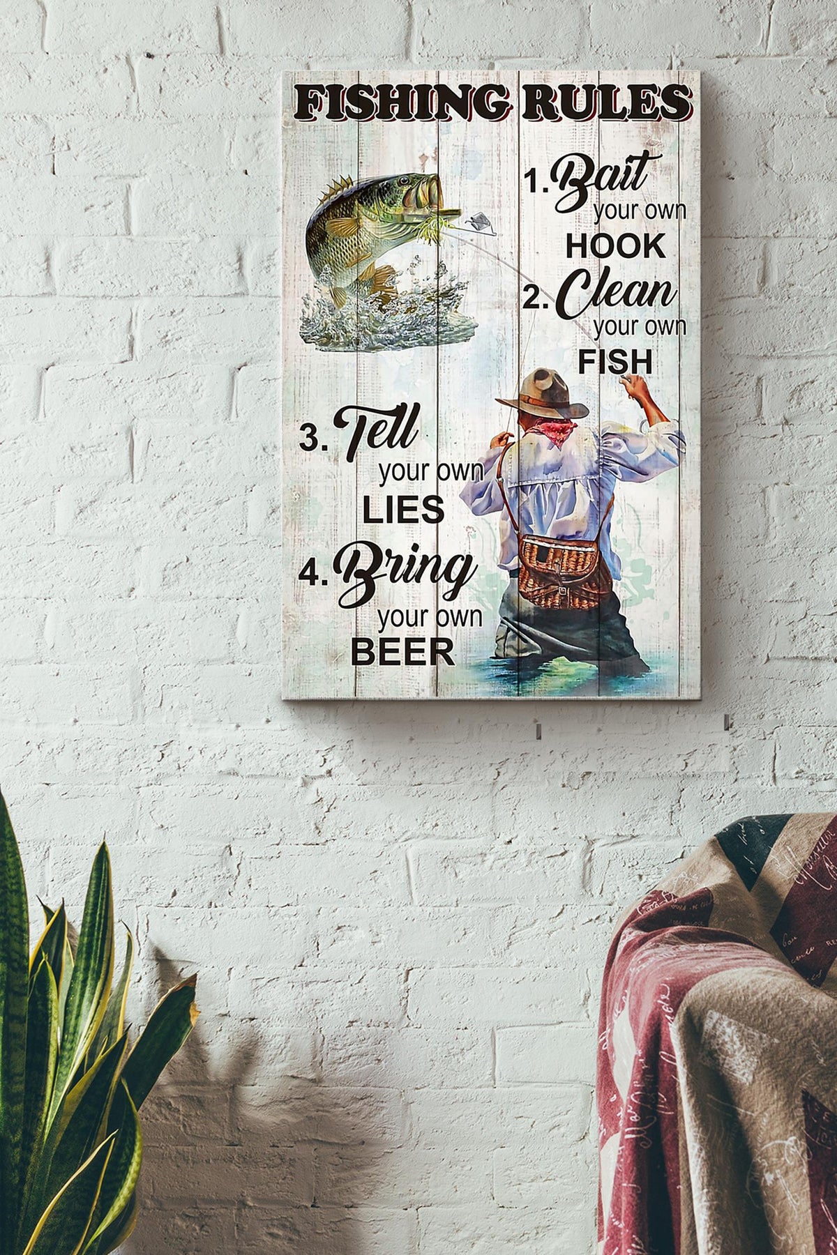 4 Rules When You Go Fishing Poster Canvas Gallery Wrapped Canvas Framed Gift Idea