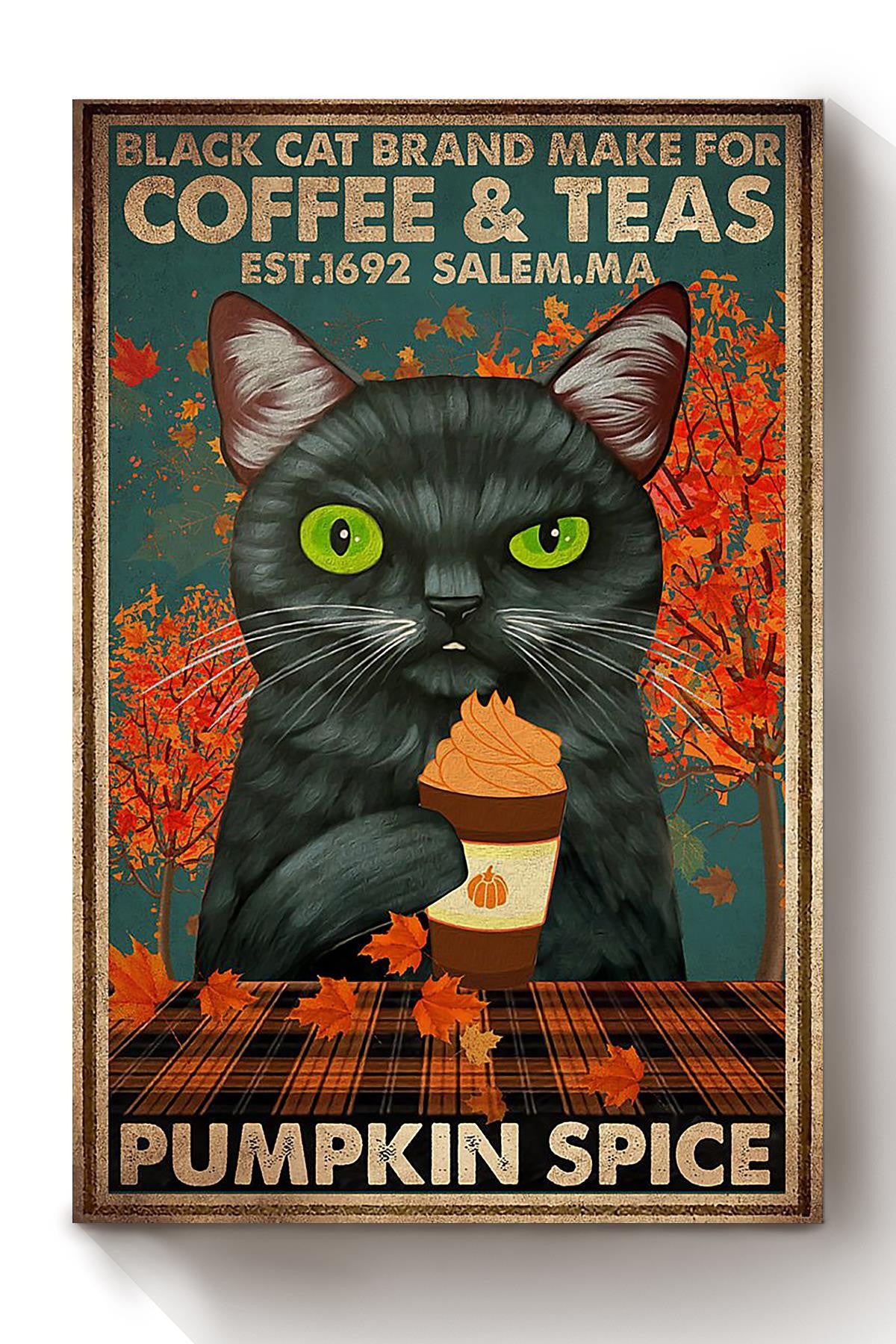 Black Cat Brand Make For Coffee Tea Animal Wall Art Gift For Cat Lover International Cat Day Kitten Foster Cafe Decor Canvas Framed Prints, Canvas