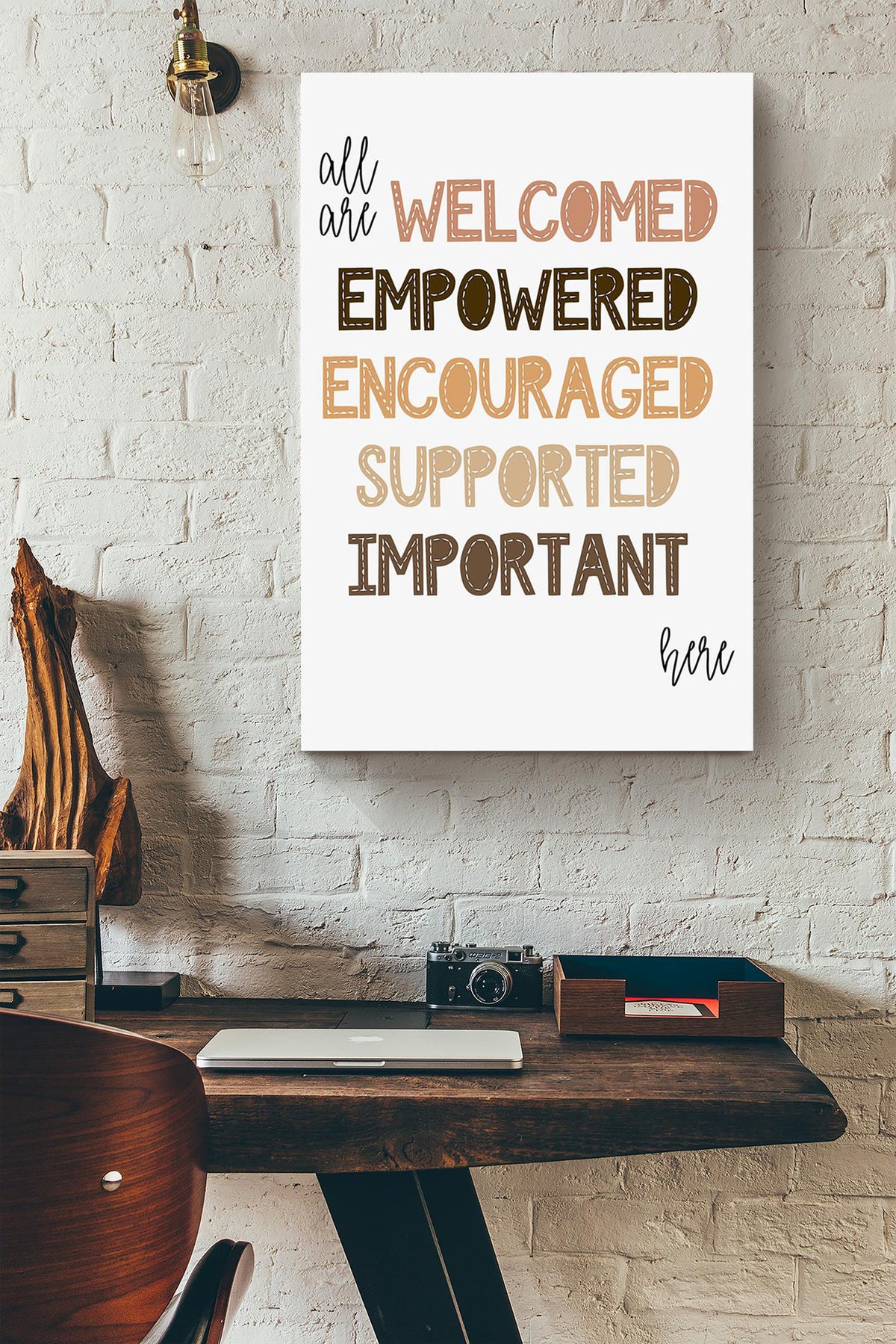 All Are Welcome And Supported Here Equality And Equity Quote For Home Decor Housewarming Canvas