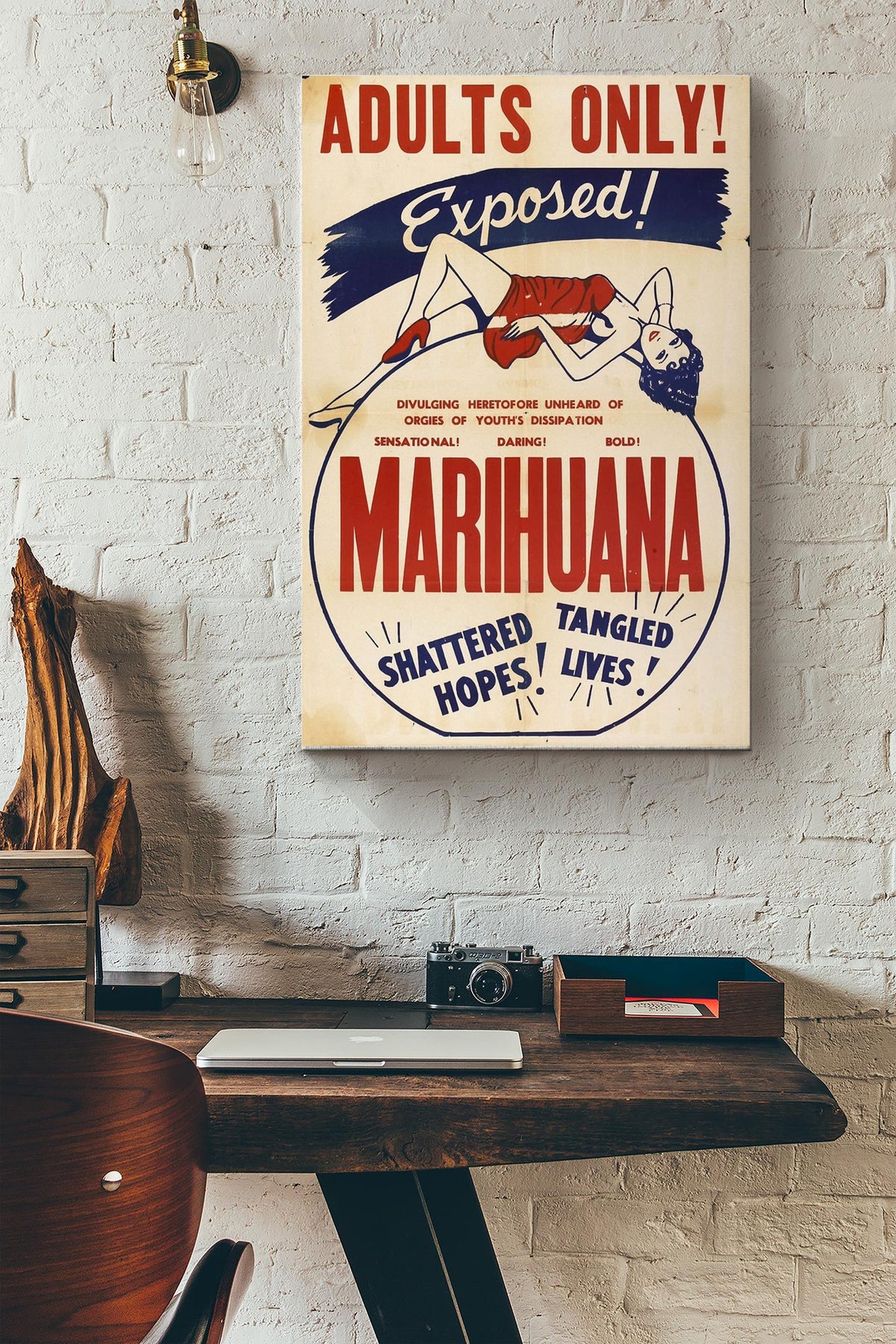 Adults Only Marihuana Exposed Poster Canvas Gallery Wrapped Canvas Framed Gift Idea