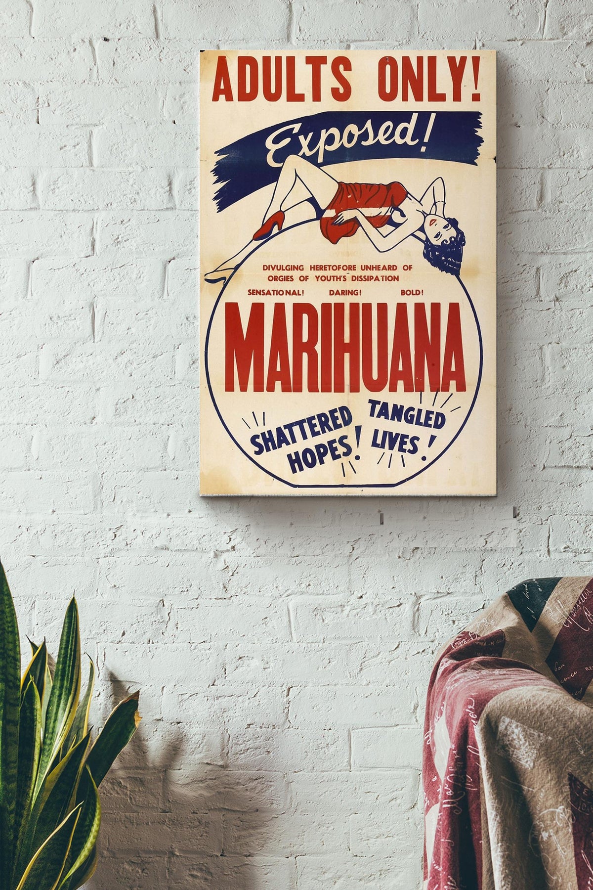 Adults Only Marihuana Exposed Poster Canvas Gallery Wrapped Canvas Framed Gift Idea