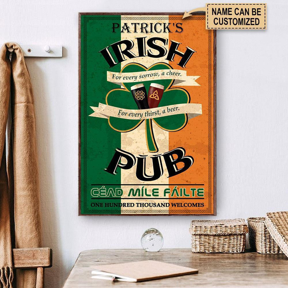 Aeticon Gifts Personalized Saint Patricks Day Irish Pub Canvas