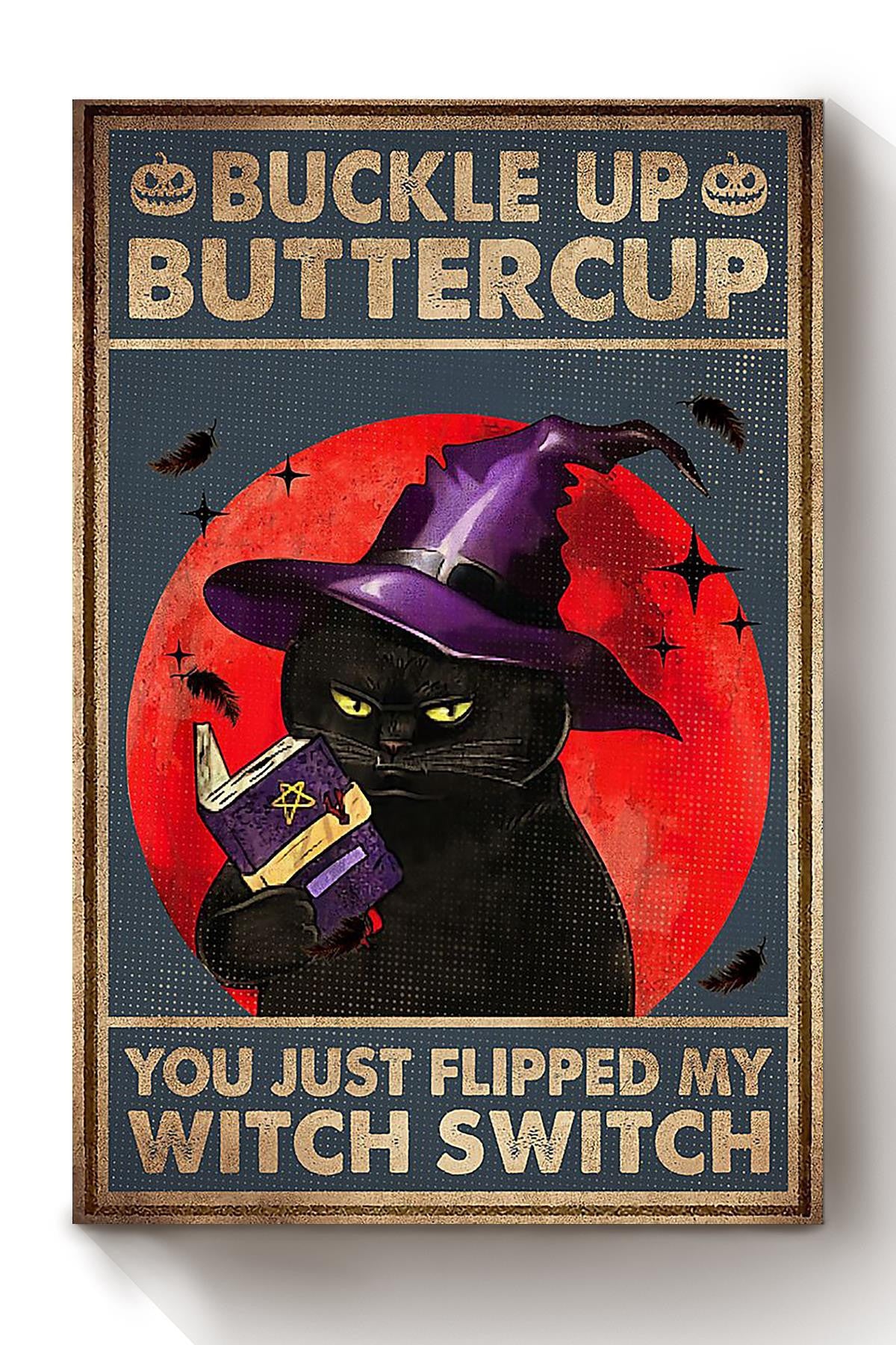 Buckle Up Butter Cup Halloween Wall Decor Gift For Pumpkin Carving Ideas Halloween Decorations Haunted Houses Canvas