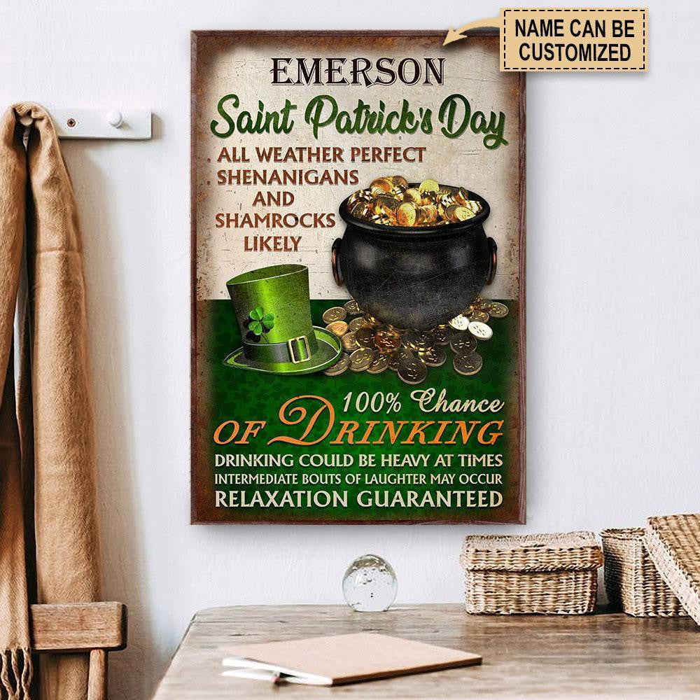 Aeticon Gifts Personalized St Patrick Day Forecast All Weather Canvas