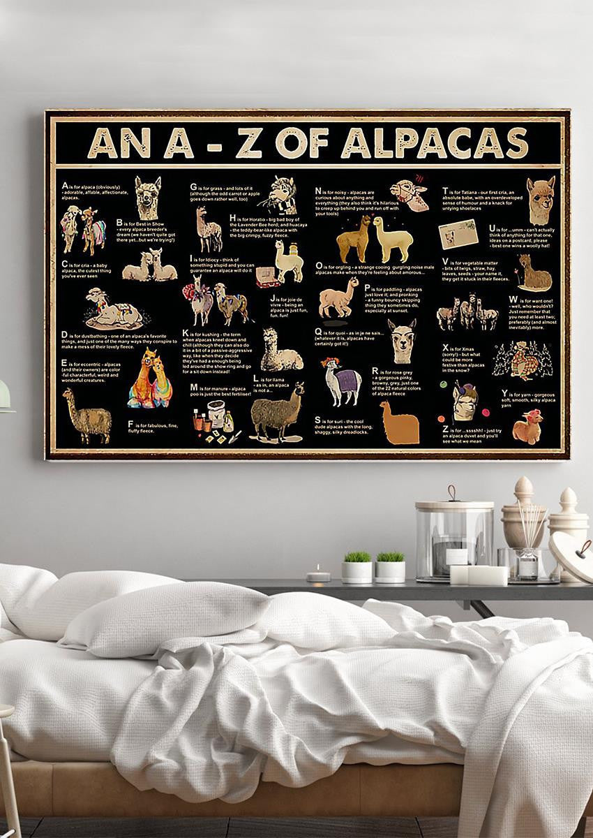 A To Z Of Alpacas Animal Knowledge For Homeschool Nusery Kids Bedroom Decor