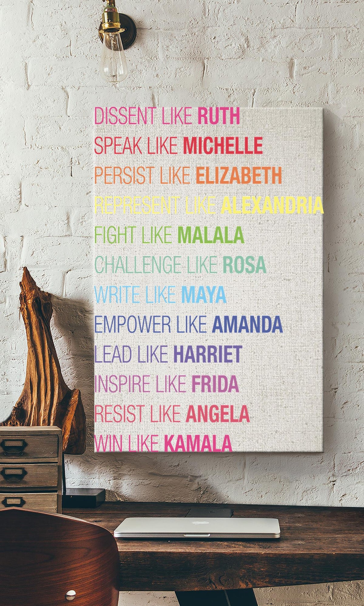 Act Like Powerful Women Feminism Wall Art For Home Decor Canvas Gallery Wrapped Canvas Framed Gift Idea Framed Prints, Canvas