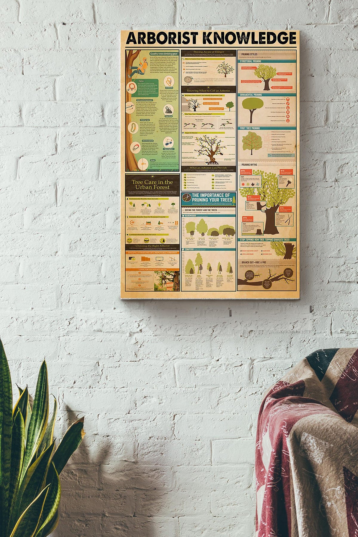 Arborist Knowledge Things You Need To Know About Arborist Gardening Poster Canvas Gallery Wrapped Canvas Framed Gift Idea