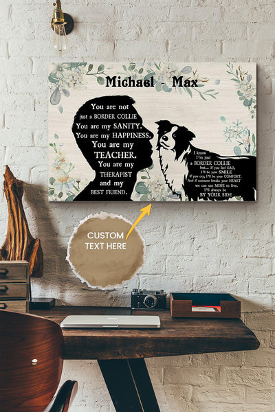 Border Collie Boy Therapist Best Friend Personalized Poster - Animal Wall Art - Gift For Dog Lover Dog Foster Puppy Fan Canvas Gallery Wrapped Canvas Framed Gift Idea Framed Prints, Canvas