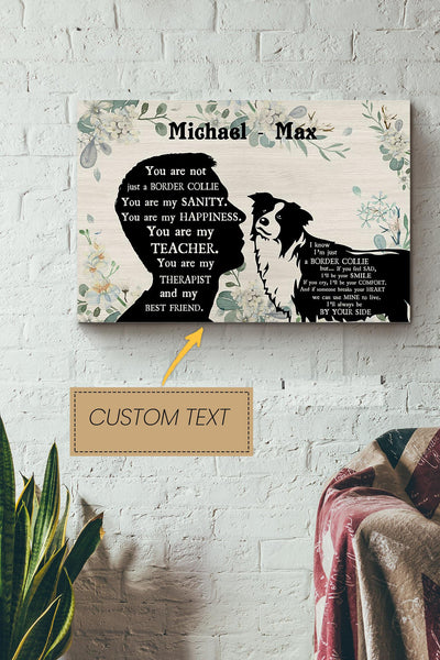 Border Collie Boy Therapist Best Friend Personalized Poster - Animal Wall Art - Gift For Dog Lover Dog Foster Puppy Fan Canvas Gallery Wrapped Canvas Framed Gift Idea Framed Prints, Canvas