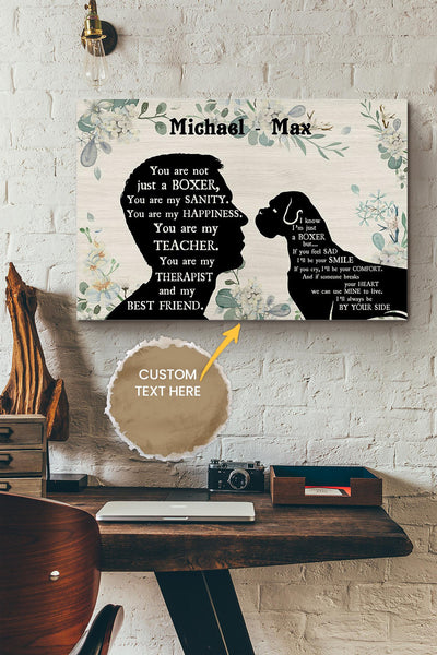 Boxer Boy Therapist Best Friend Personalized Poster - Animal Wall Art - Gift For Dog Lover Dog Foster Puppy Fan Canvas Gallery Wrapped Canvas Framed Gift Idea Framed Prints, Canvas