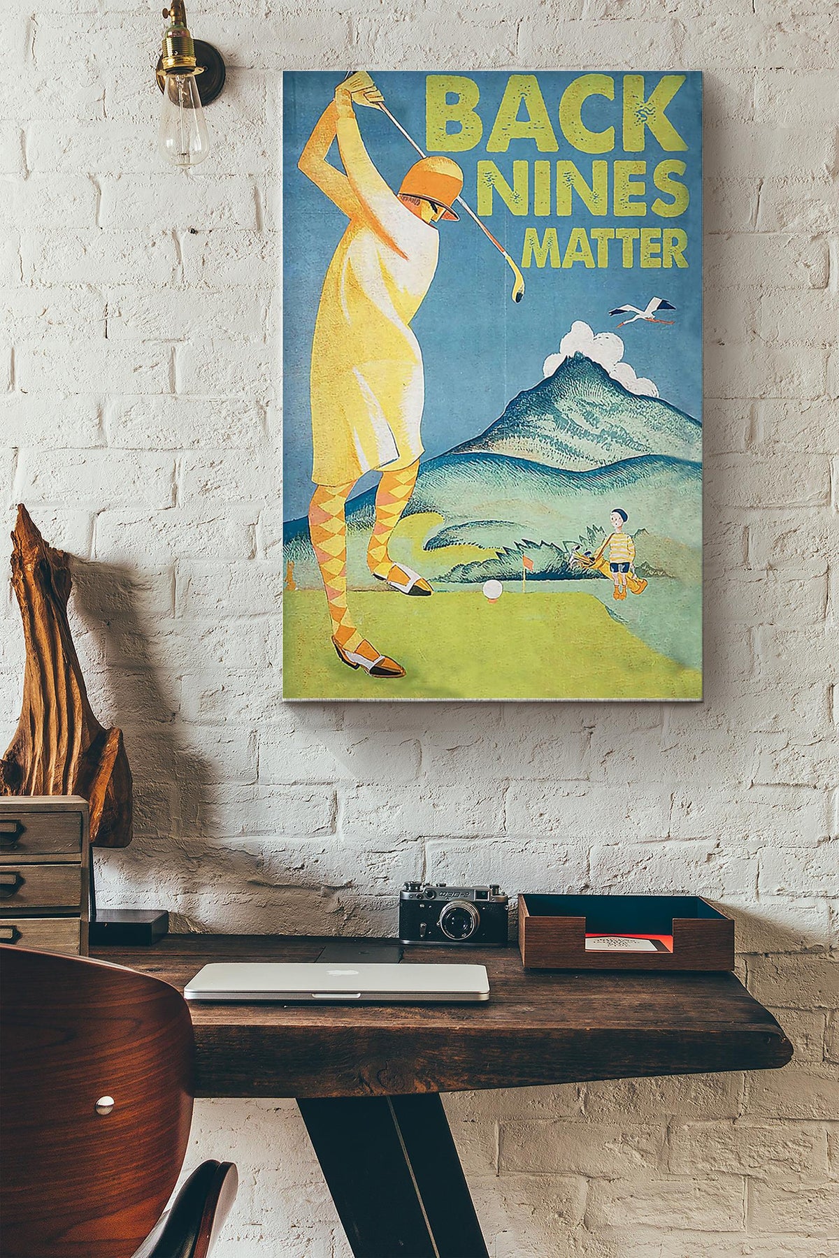 Back Nines Matter Woman Playing Golf Poster Canvas Gallery Wrapped Canvas Framed Gift Idea