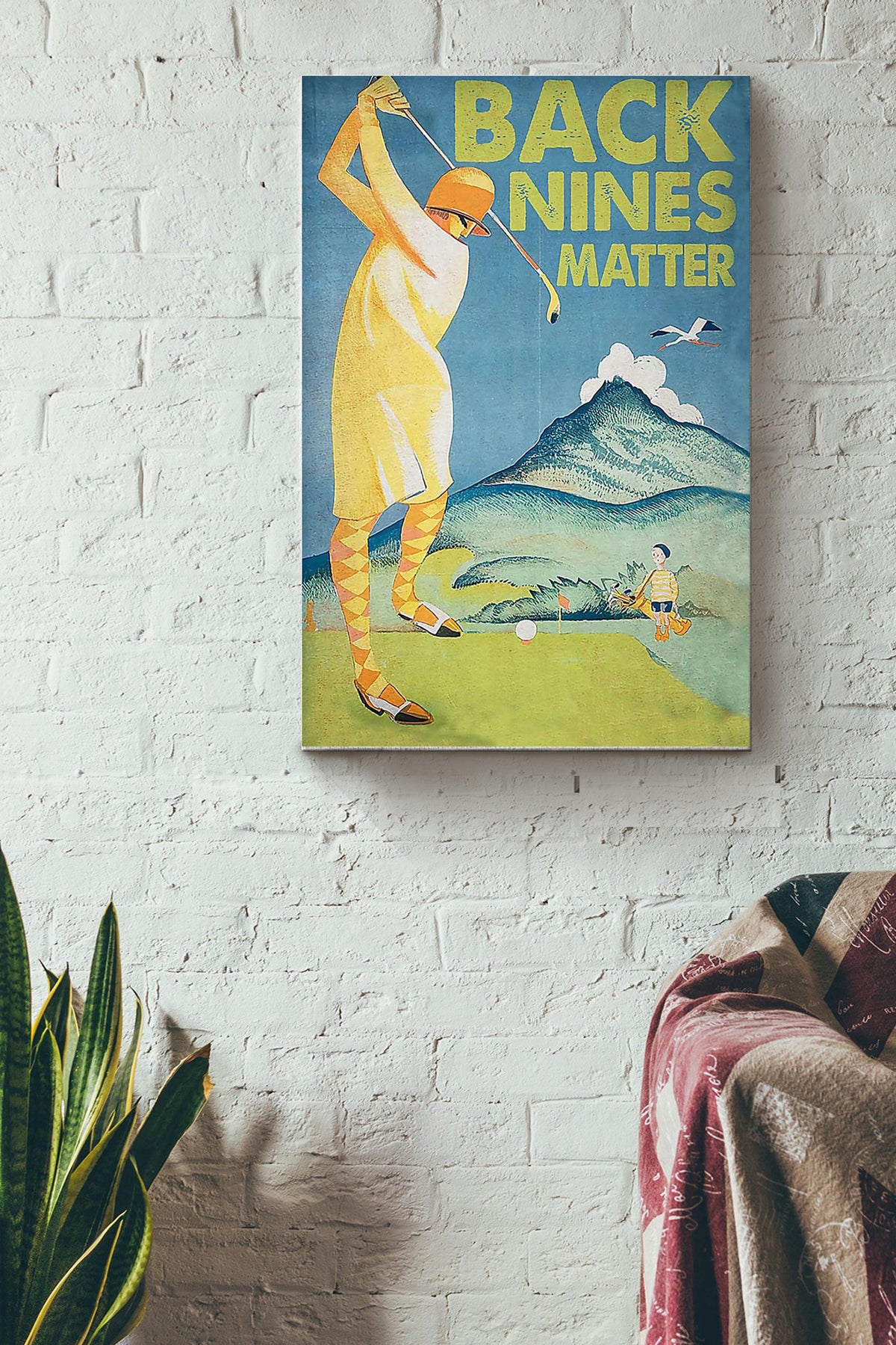 Back Nines Matter Woman Playing Golf Poster Canvas Gallery Wrapped Canvas Framed Gift Idea