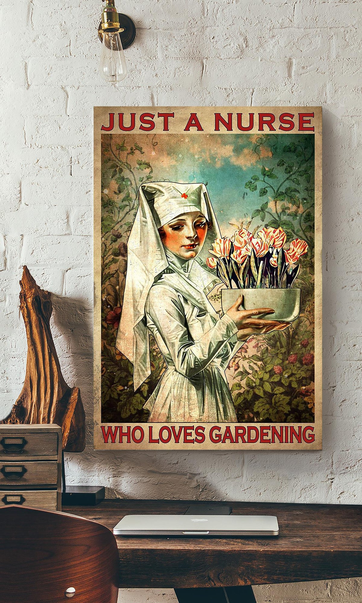 A Nurse Love Gardening Nurse Life Wall Art Nurse's Day Gift Canvas Framed Prints, Canvas