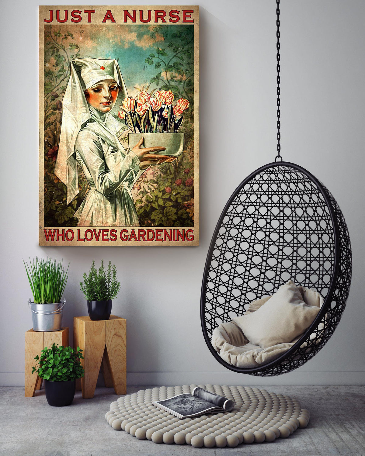 A Nurse Love Gardening Nurse Life Wall Art Nurse's Day Gift Canvas Framed Prints, Canvas