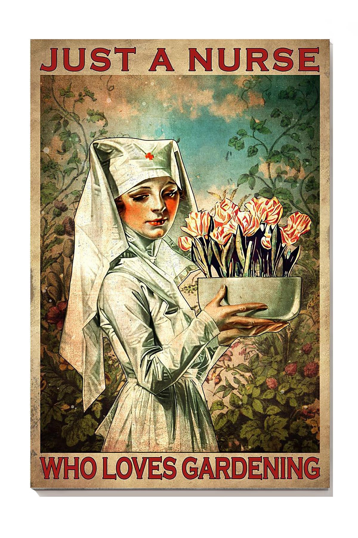 A Nurse Love Gardening Nurse Life Wall Art Nurse's Day Gift Canvas Framed Prints, Canvas