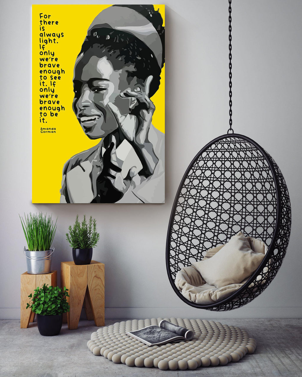 Amanda Gorman There Is Always Light If We Are Brave Amanda Gorman Wall Art Gift For Feminist Mother Day Canvas Gallery Wrapped Canvas Framed Gift Idea Framed Prints, Canvas