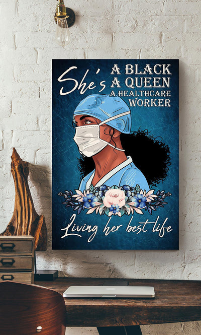 Black Nurse Is A Queen Nurse Life Wall Art Nurse's Day Gift Canvas Framed Prints, Canvas