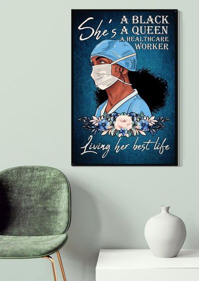 Black Nurse Is A Queen Nurse Life Wall Art Nurse's Day Gift Canvas Framed Prints, Canvas