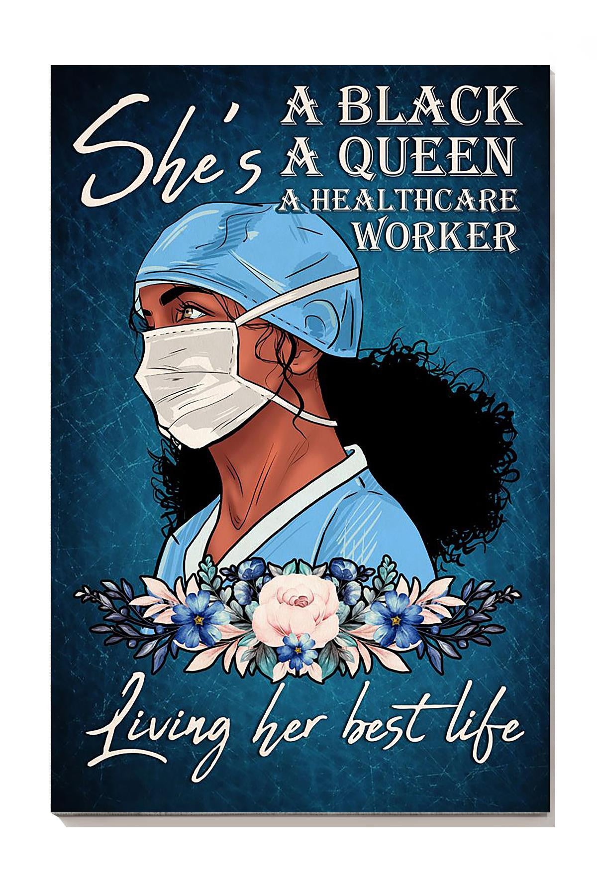 Black Nurse Is A Queen Nurse Life Wall Art Nurse's Day Gift Canvas Framed Prints, Canvas