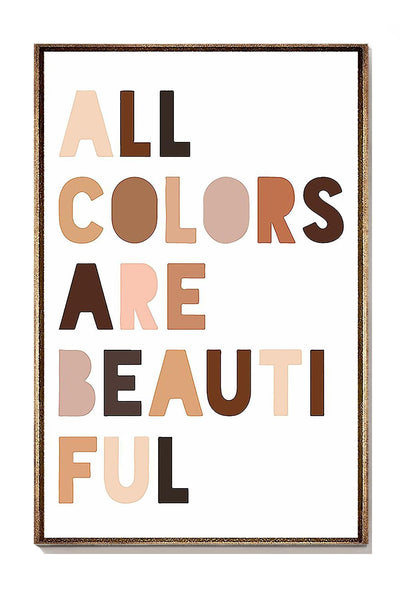 All Colors Are Beautiful Equality Wall Art Gift For Iderd Canvas Gallery Wrapped Canvas Framed Gift Idea Framed Prints, Canvas