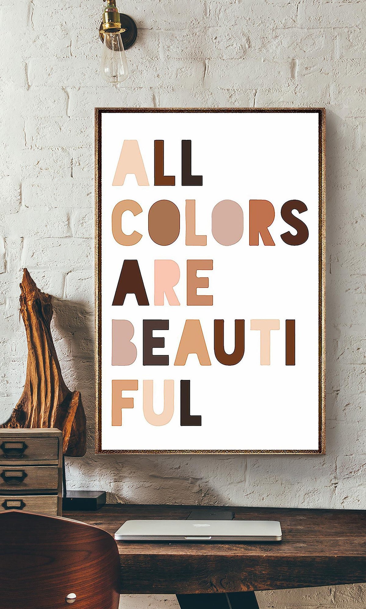 All Colors Are Beautiful Equality Wall Art Gift For Iderd Canvas Gallery Wrapped Canvas Framed Gift Idea Framed Prints, Canvas