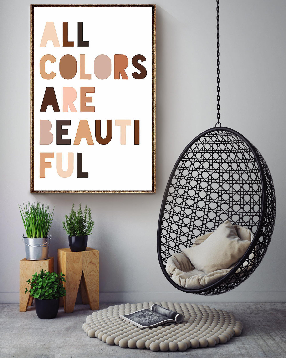 All Colors Are Beautiful Equality Wall Art Gift For Iderd Canvas Gallery Wrapped Canvas Framed Gift Idea Framed Prints, Canvas