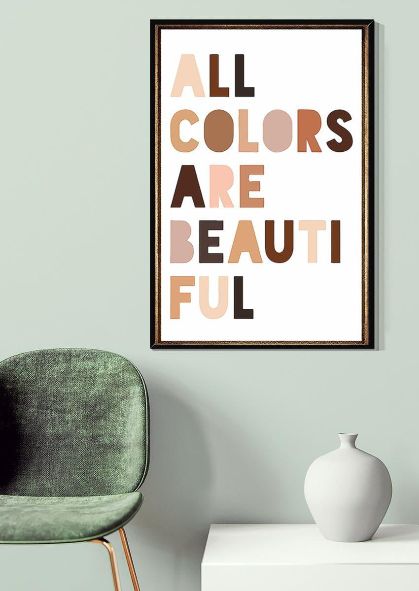 All Colors Are Beautiful Equality Wall Art Gift For Iderd Canvas Gallery Wrapped Canvas Framed Gift Idea Framed Prints, Canvas