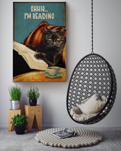 Cat Reading Book Funny Wall Art For Book Lover Cat Lover Library Decor Canvas Gallery Wrapped Canvas Framed Gift Idea Framed Prints, Canvas