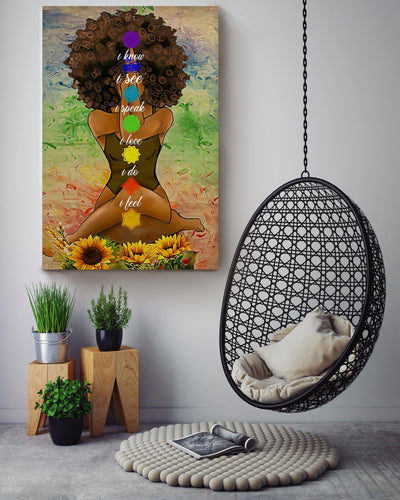 Black Girl Meditation Yoga Afro Woman Mandala Namaste Art For Yoga Lover Canvas