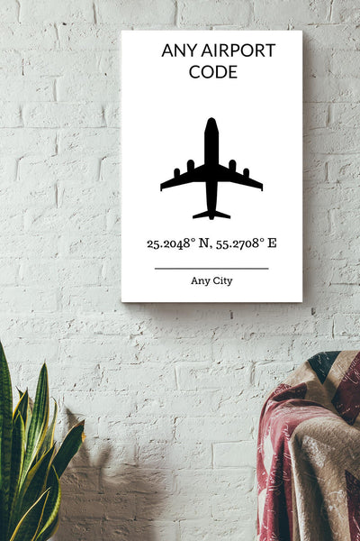 Airport Code Any City Airplane Office  Gift Gift For Pilot Retirement Home Decor Gift Canvas Framed Prints, Canvas