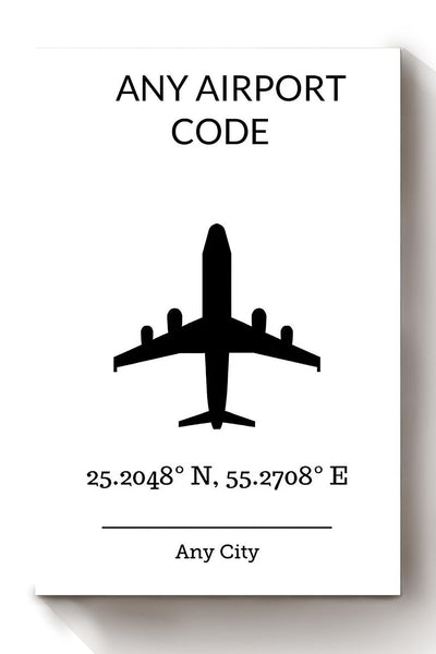 Airport Code Any City Airplane Office  Gift Gift For Pilot Retirement Home Decor Gift Canvas Framed Prints, Canvas