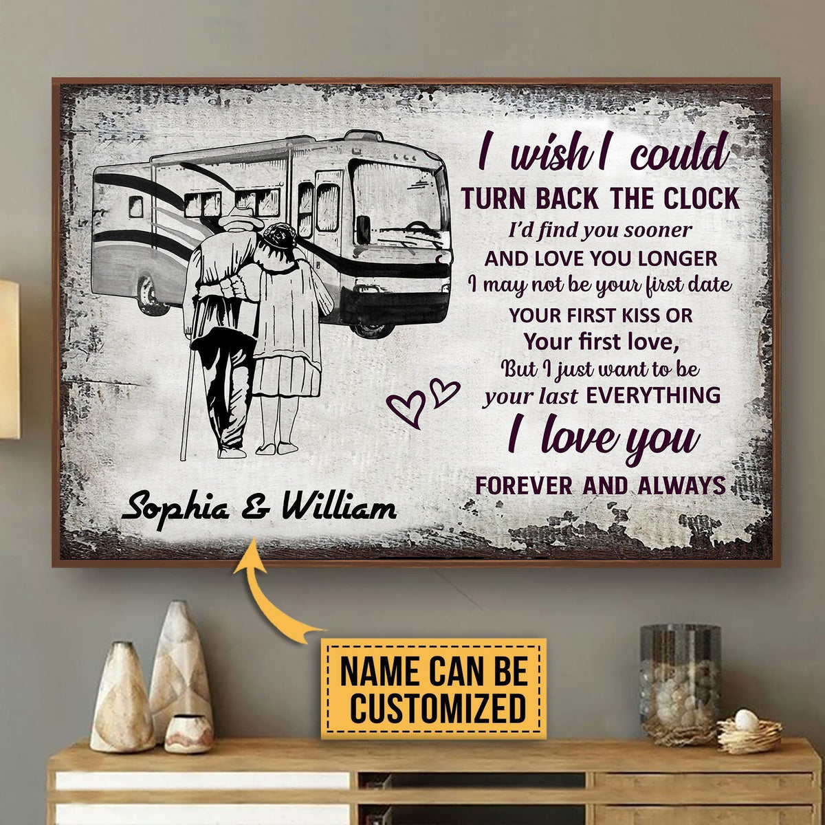 Aeticon Gifts Personalized Camping Sketch Class A Turn Back The Clock Canvas