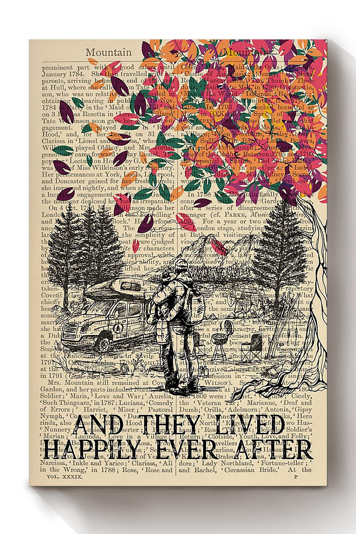 Camping Couple And They Lived Happily Ever After Quote Gift For Wedding Anniversary Canvas