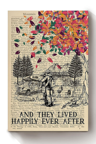 Camping Couple And They Lived Happily Ever After Quote Gift For Wedding Anniversary Canvas