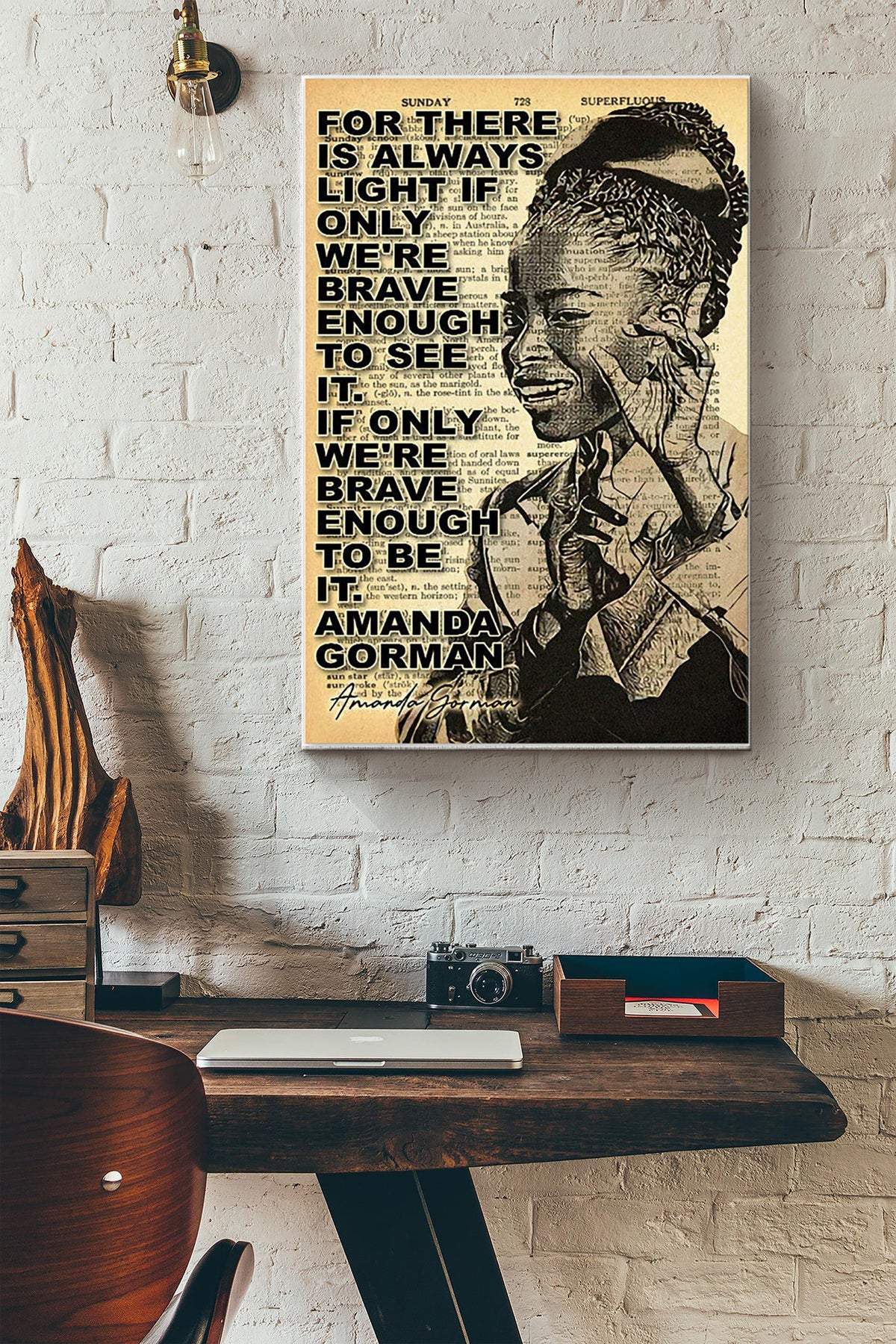 Amanda Gorman Poster There Is Always Light Inauguration Poem 2021 Canvas Gallery Wrapped Canvas Framed Gift Idea
