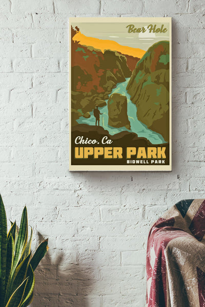 Bear Hole In Chico California Upper Bidwell Park Poster - Traveling Wall Art - Gift For Tourist Souvenir Traveling Lover Canvas Gallery Wrapped Canvas Framed Gift Idea Framed Prints, Canvas