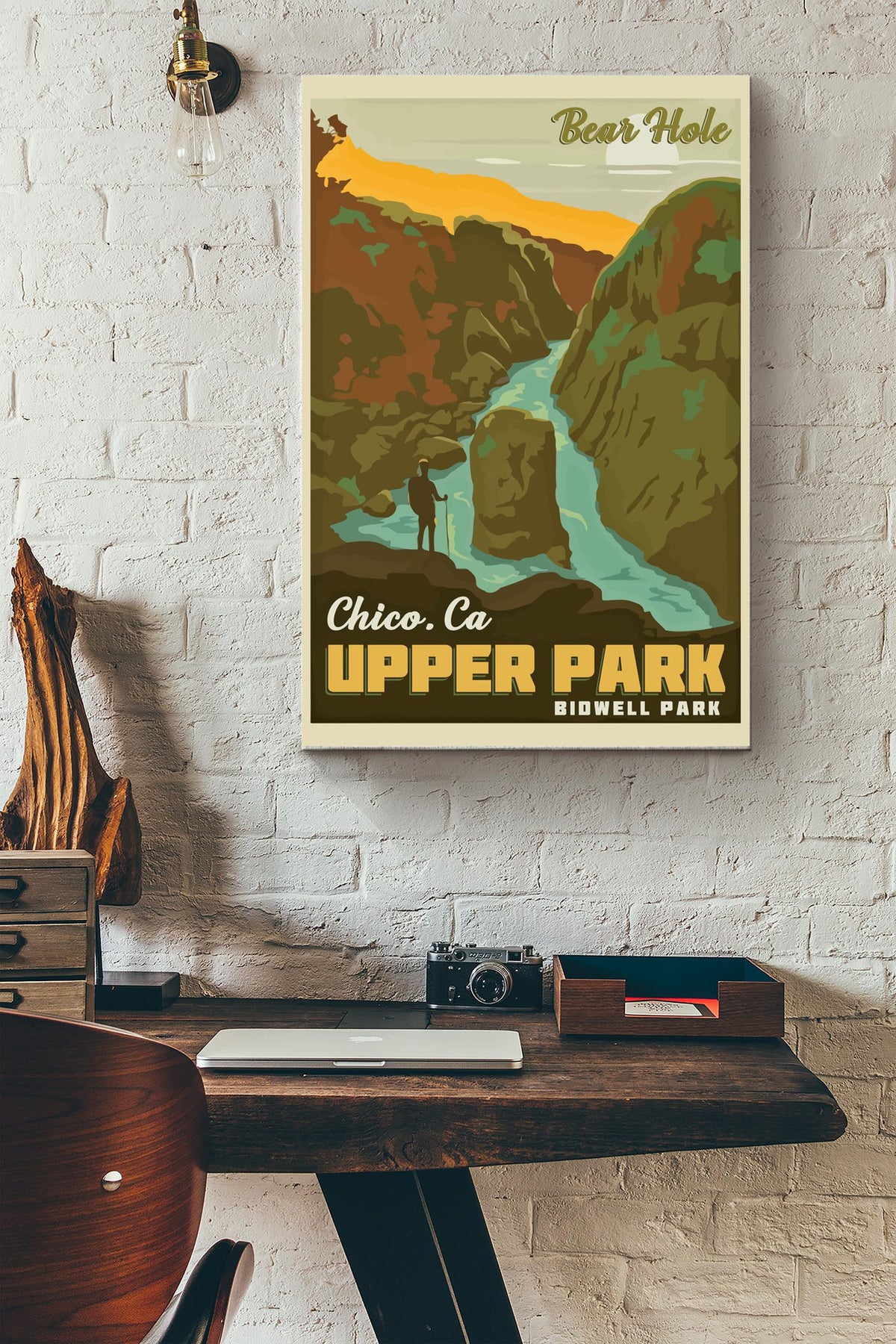 Bear Hole In Chico California Upper Bidwell Park Poster - Traveling Wall Art - Gift For Tourist Souvenir Traveling Lover Canvas Gallery Wrapped Canvas Framed Gift Idea Framed Prints, Canvas