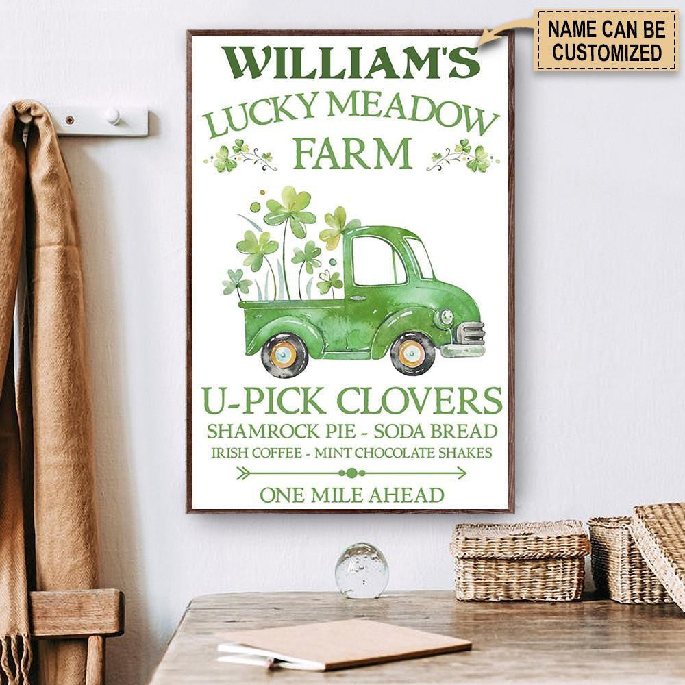 Aeticon Gifts Personalized St Patricks Day Lucky Meadow Farm Canvas