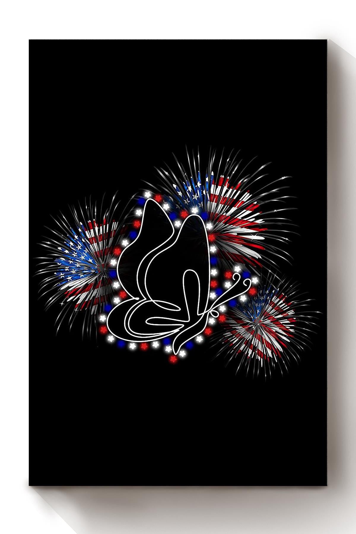 Butterfly Flag Fireworks Canvas