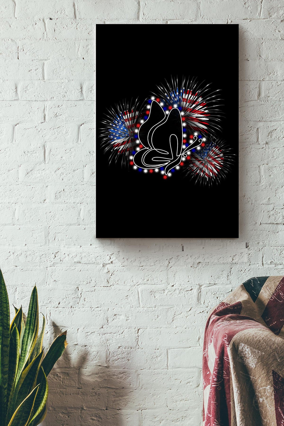 Butterfly Flag Fireworks Canvas