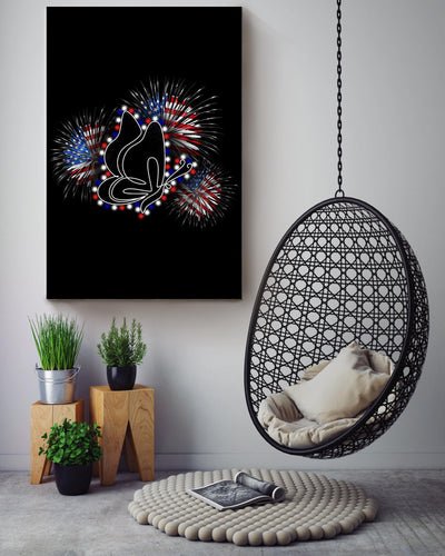 Butterfly Flag Fireworks Canvas