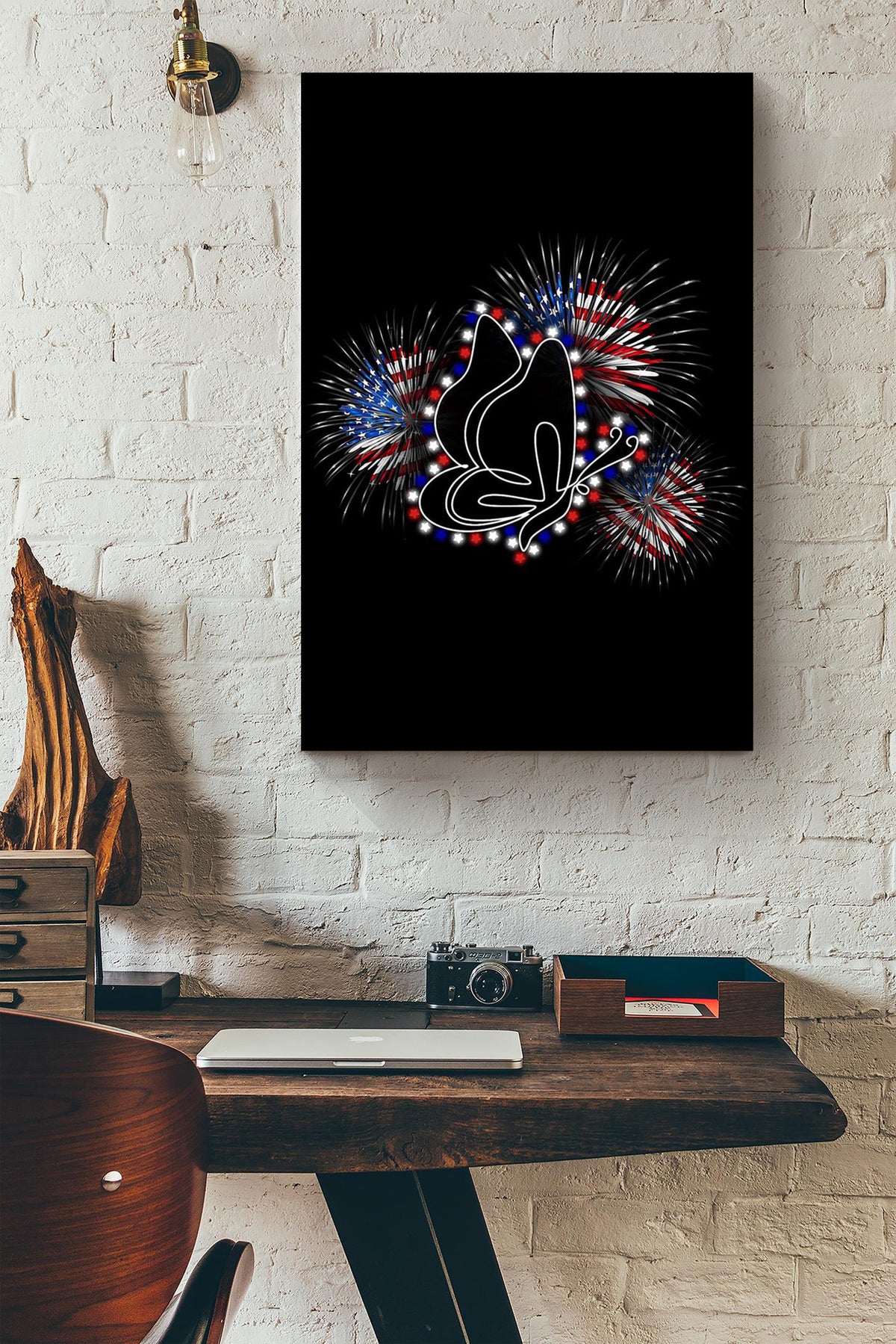 Butterfly Flag Fireworks Canvas