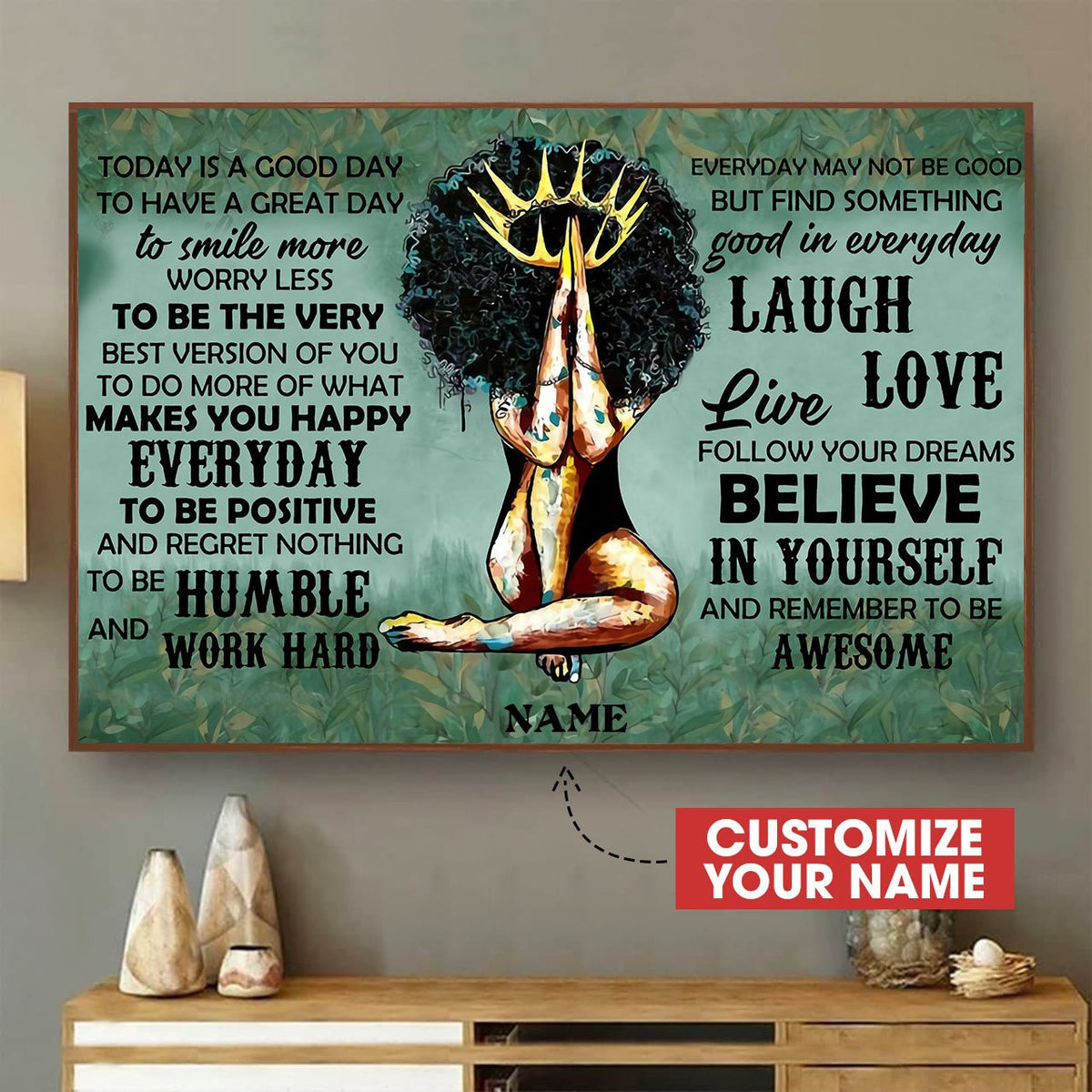 Black Queen Laugh Canvass Personalized Custom Gift Idea Birthday