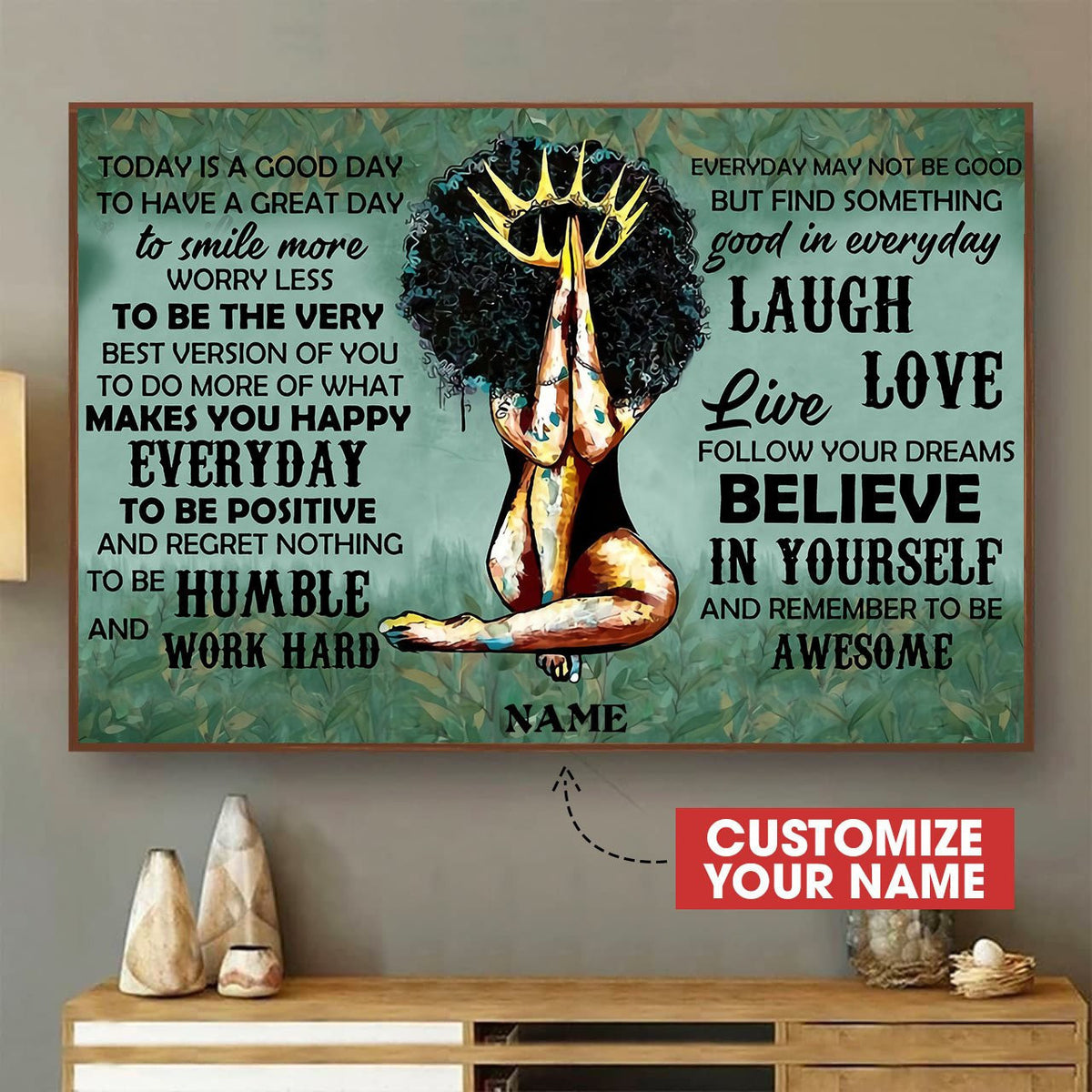 Black Queen Laugh Canvass Personalized Custom Gift Idea Birthday