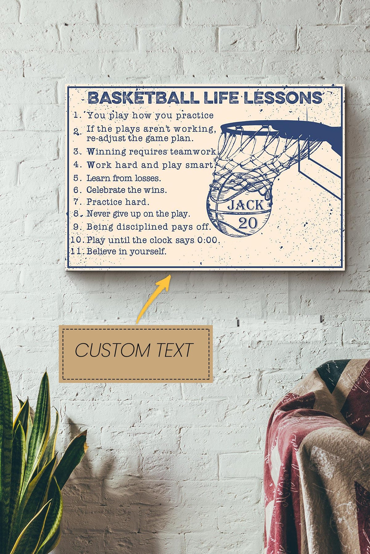 Basketball Life Lesson Personalized Poster - Sport Wall Art - Gift For Basketball Player Basketball Lover Canvas Gallery Wrapped Canvas Framed Gift Idea Framed Prints, Canvas