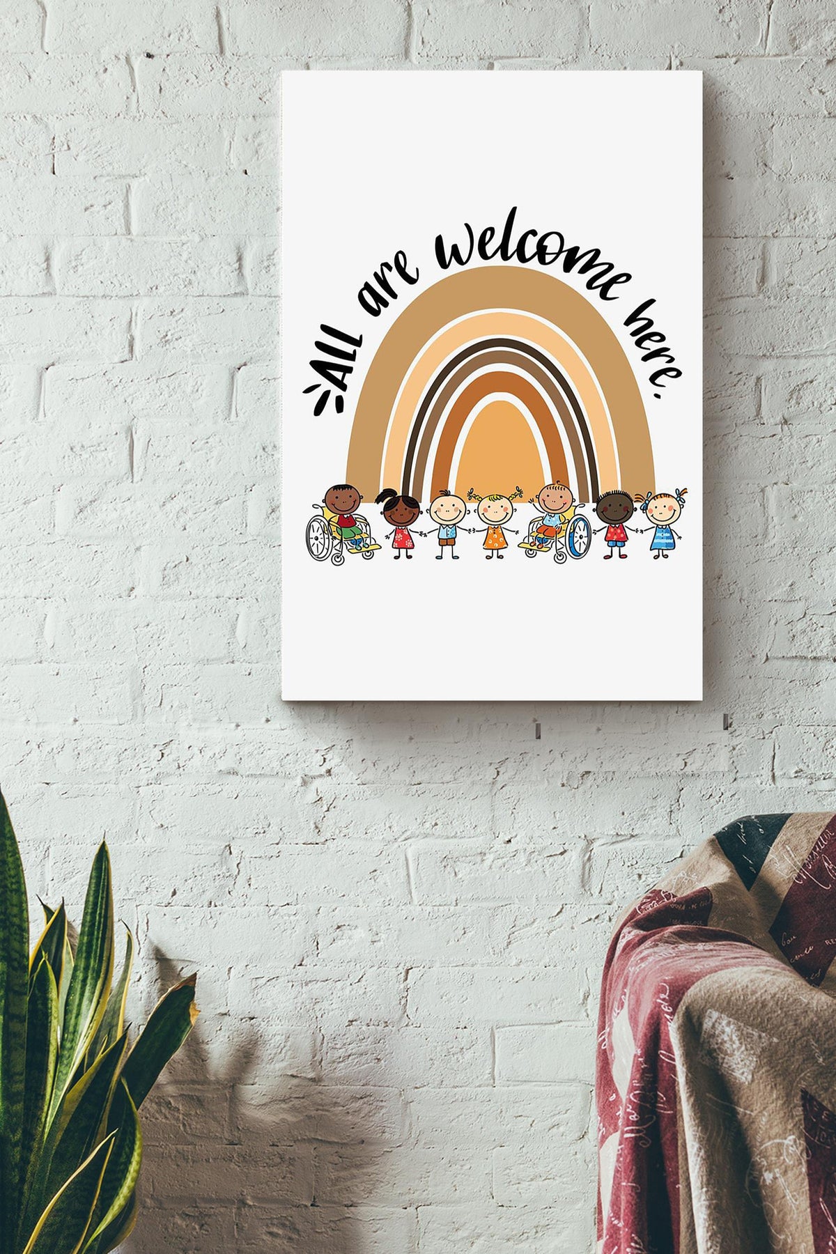 All Are Welcome Here Equality And Equity Quote For Home Decor Housewarming Canvas