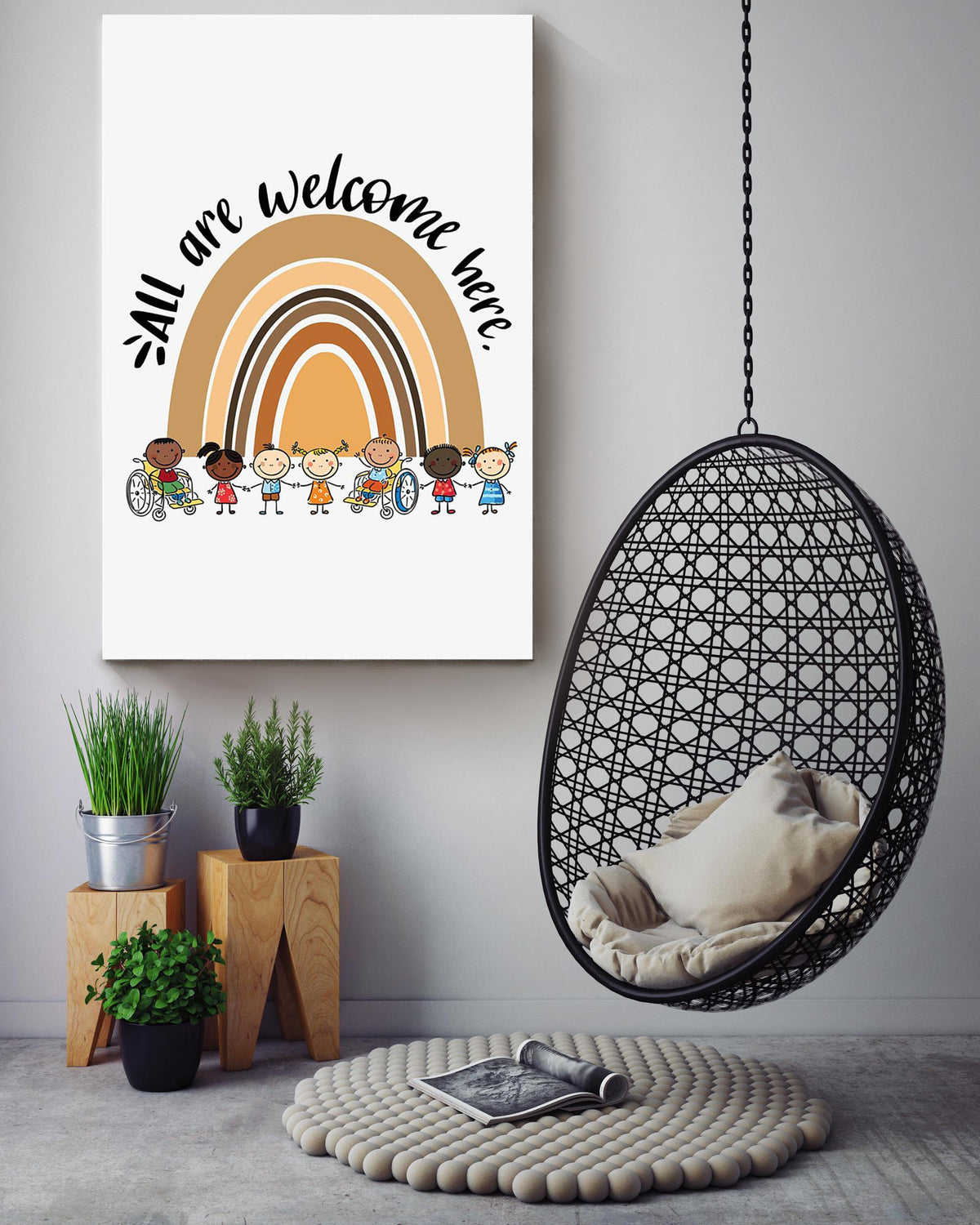 All Are Welcome Here Equality And Equity Quote For Home Decor Housewarming Canvas